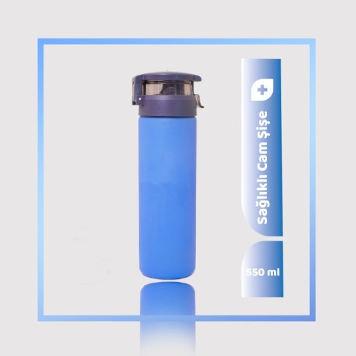 550 ml Kişiselleştirilebilir Pratik Kapaklı Cam Suluk